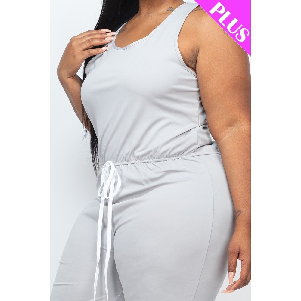 Plus Elasticized Waist Jogger Jumpsuit - Picture 3 of 7